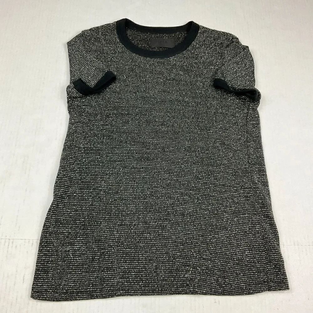 RTA Brand Womens Knit Top Striped Short Sleeve Stretchy Lightweight Shirt XS